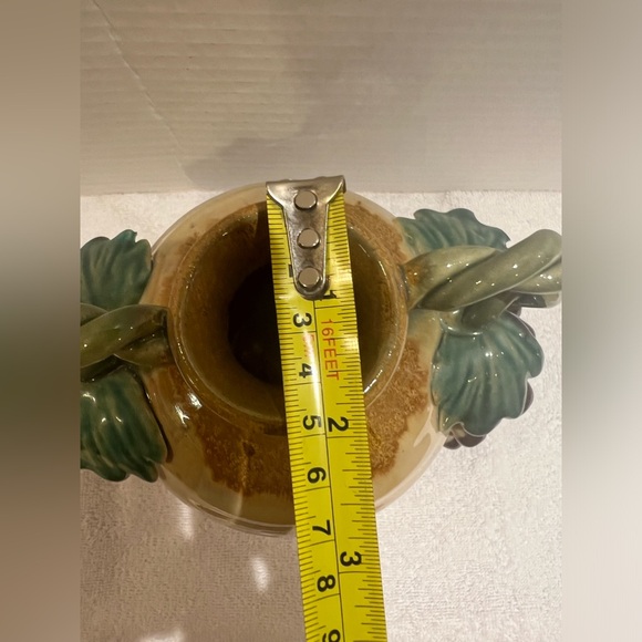 Vintage Majolica pottery grapevine, two handle ceramic jug - Picture 8 of 8